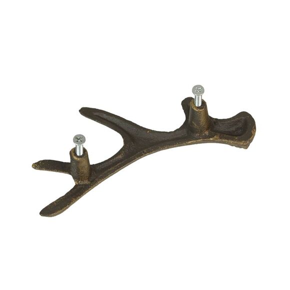 Antique Bronze Cast Iron Rustic Deer Antler Drawer Pull Cabinet Handle Set of 6 - Picture 9 of 9